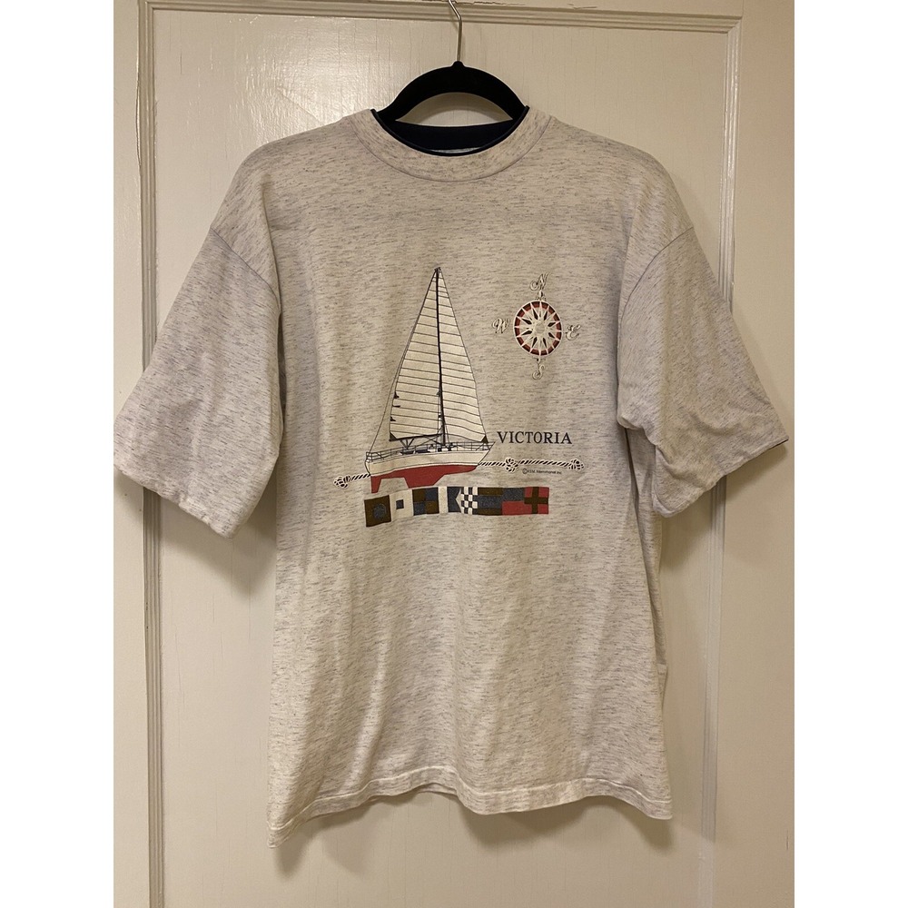 Victoria Sailboat Graphic T-Shirt M Vintage Single Stitch - Picture 2 of 8